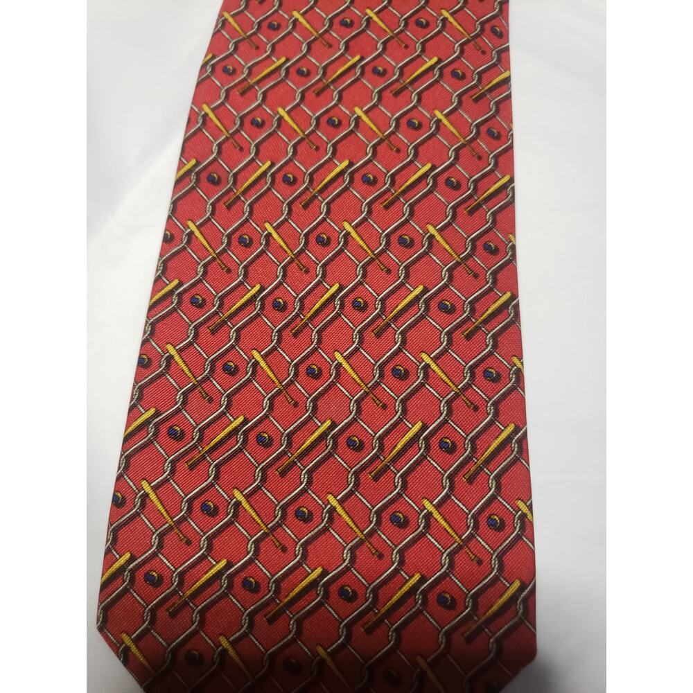 COACH Baseball Theme Printed 100% Silk Neck Tie - Picture 3 of 3